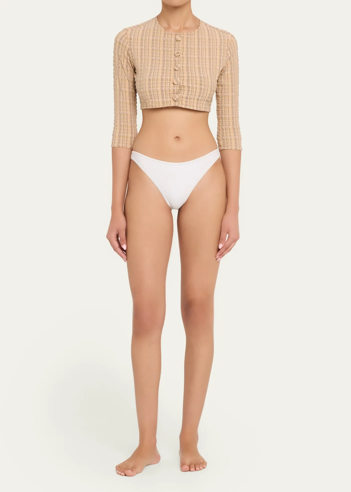 Lisa Marie FernandezSeersucker Cropped Cardigan