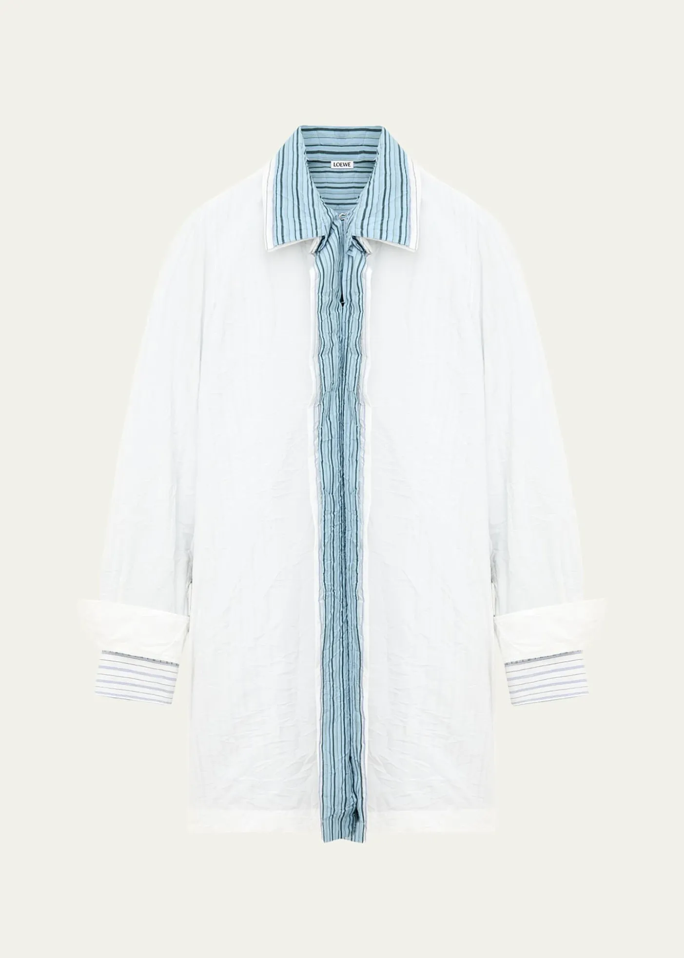 LoeweCrinkled Cotton Poplin Layered Mini Shirtdress