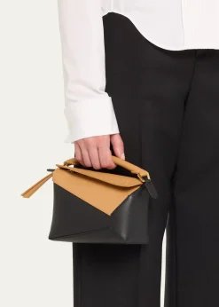 LoeweMini Puzzle Edge Bicolor Top-Handle Bag
