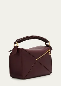 LoewePuzzle Small Woven Top-Handle Bag in Leather