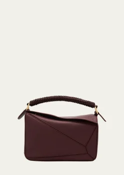 LoewePuzzle Small Woven Top-Handle Bag in Leather