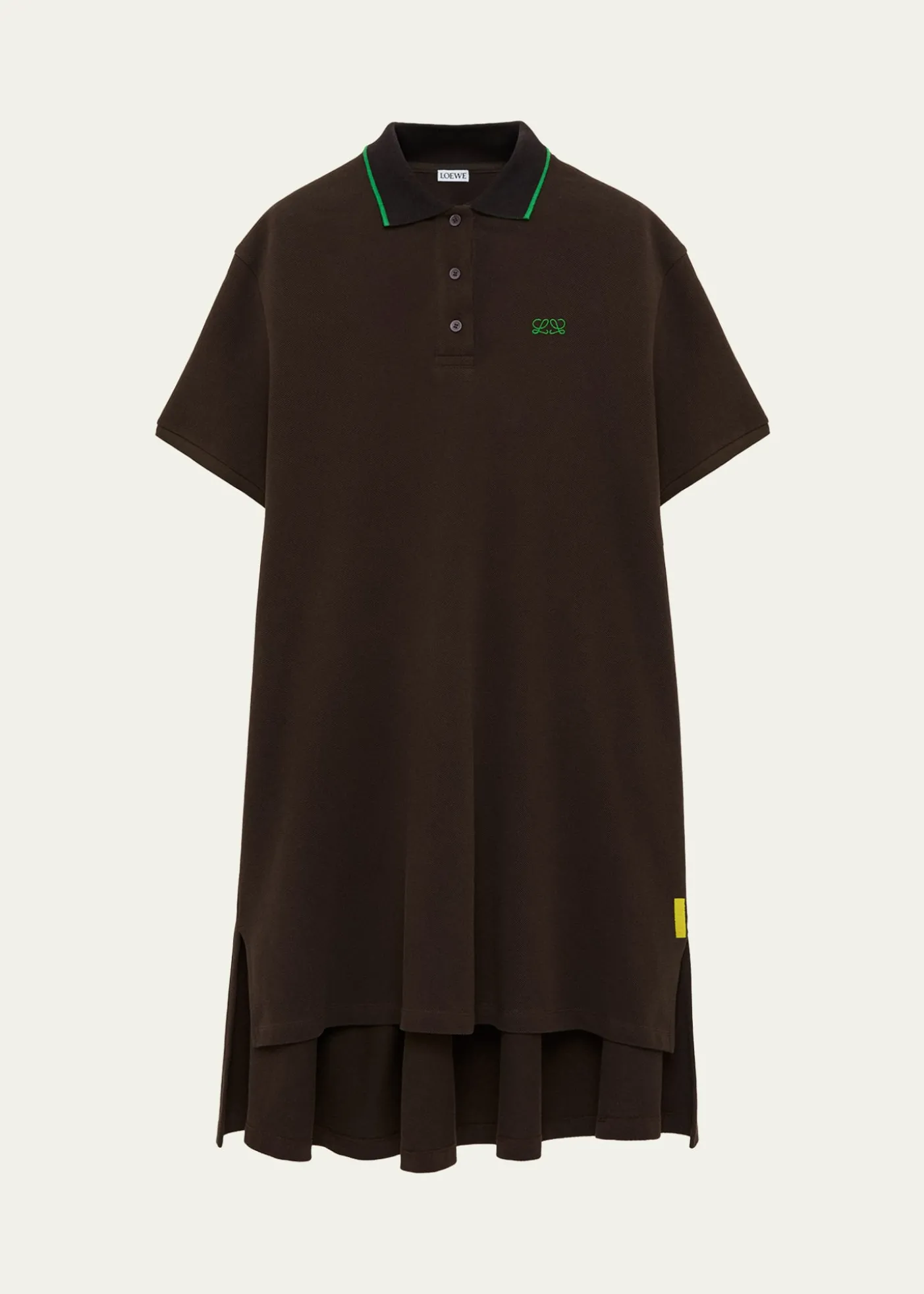 LoeweShort-Sleeve Cotton Pique High-Low Polo Dress