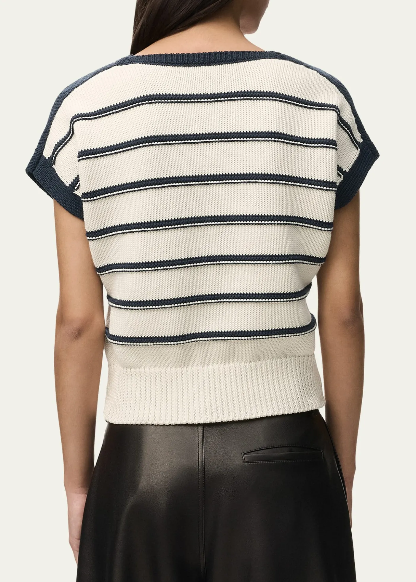 LoeweShort-Sleeve Stripe Knit Sweater