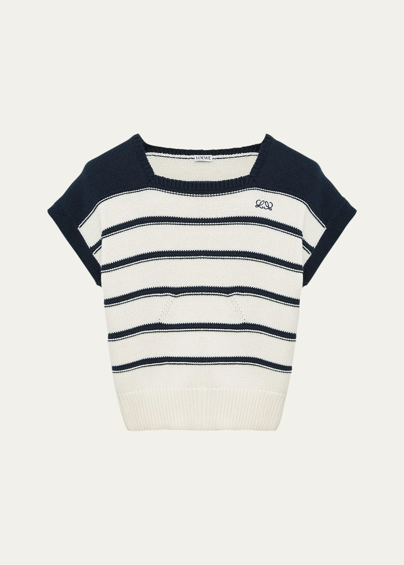 LoeweShort-Sleeve Stripe Knit Sweater