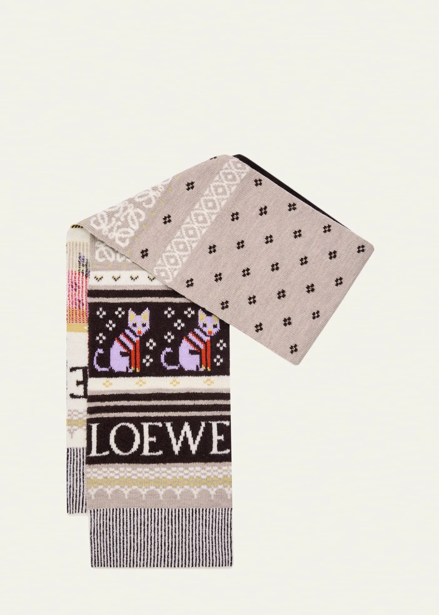 Loewex Louis Wain Futurist Cat Fair Isle Scarf