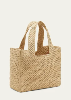 Loewex Paula's Ibiza Font Logo Small Tote Bag in Raffia