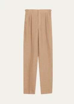 Loro PianaMalik Solaire Linen Pleated Straight-Leg Trousers