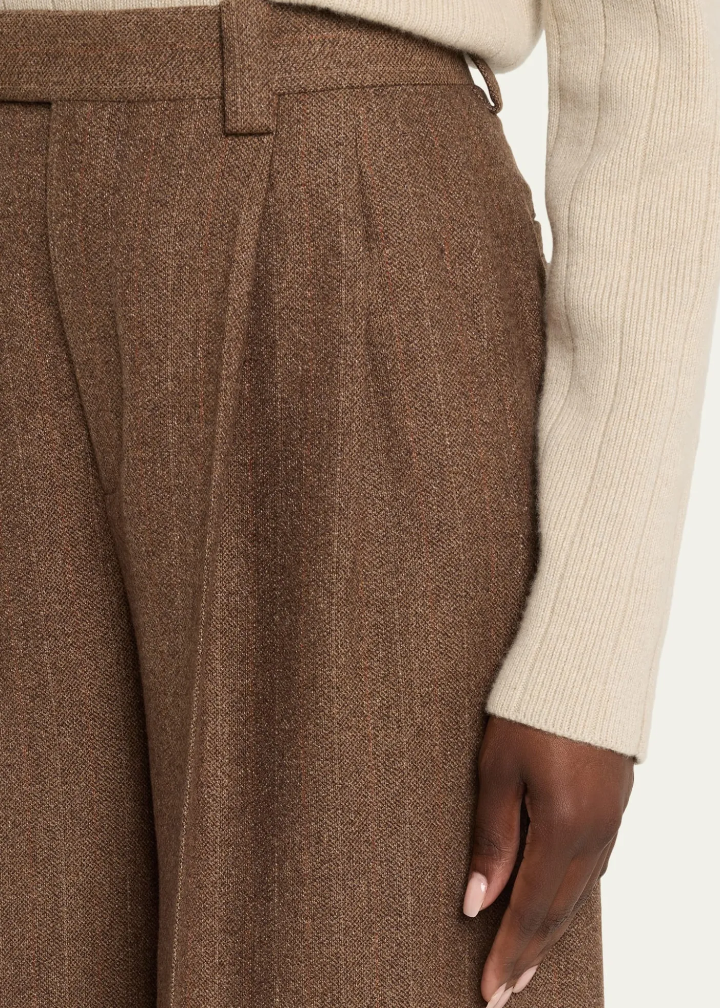 Loro PianaTimon Metallic Pinstriped Wide-Leg Wool-Cashmere Trousers