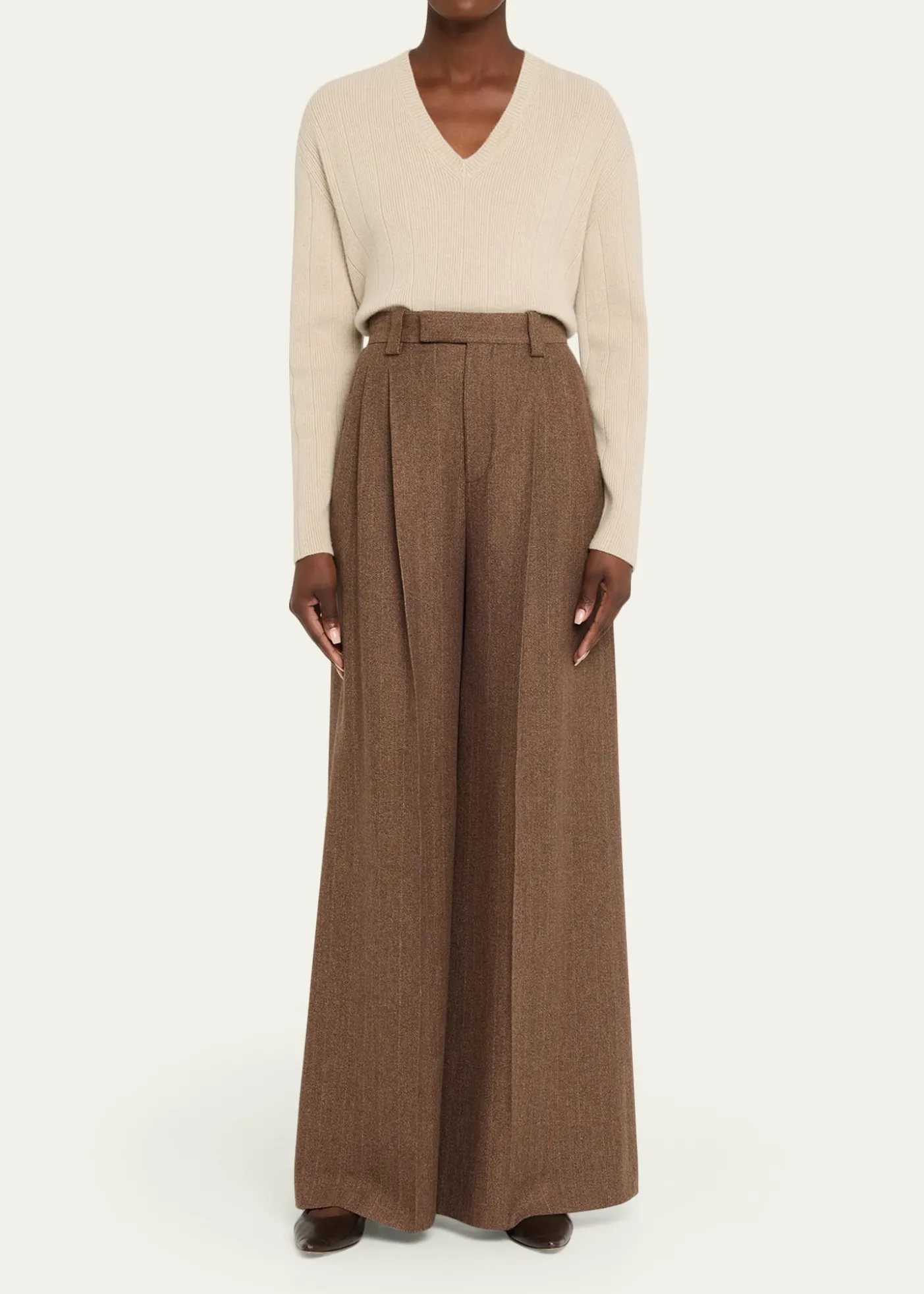 Loro PianaTimon Metallic Pinstriped Wide-Leg Wool-Cashmere Trousers