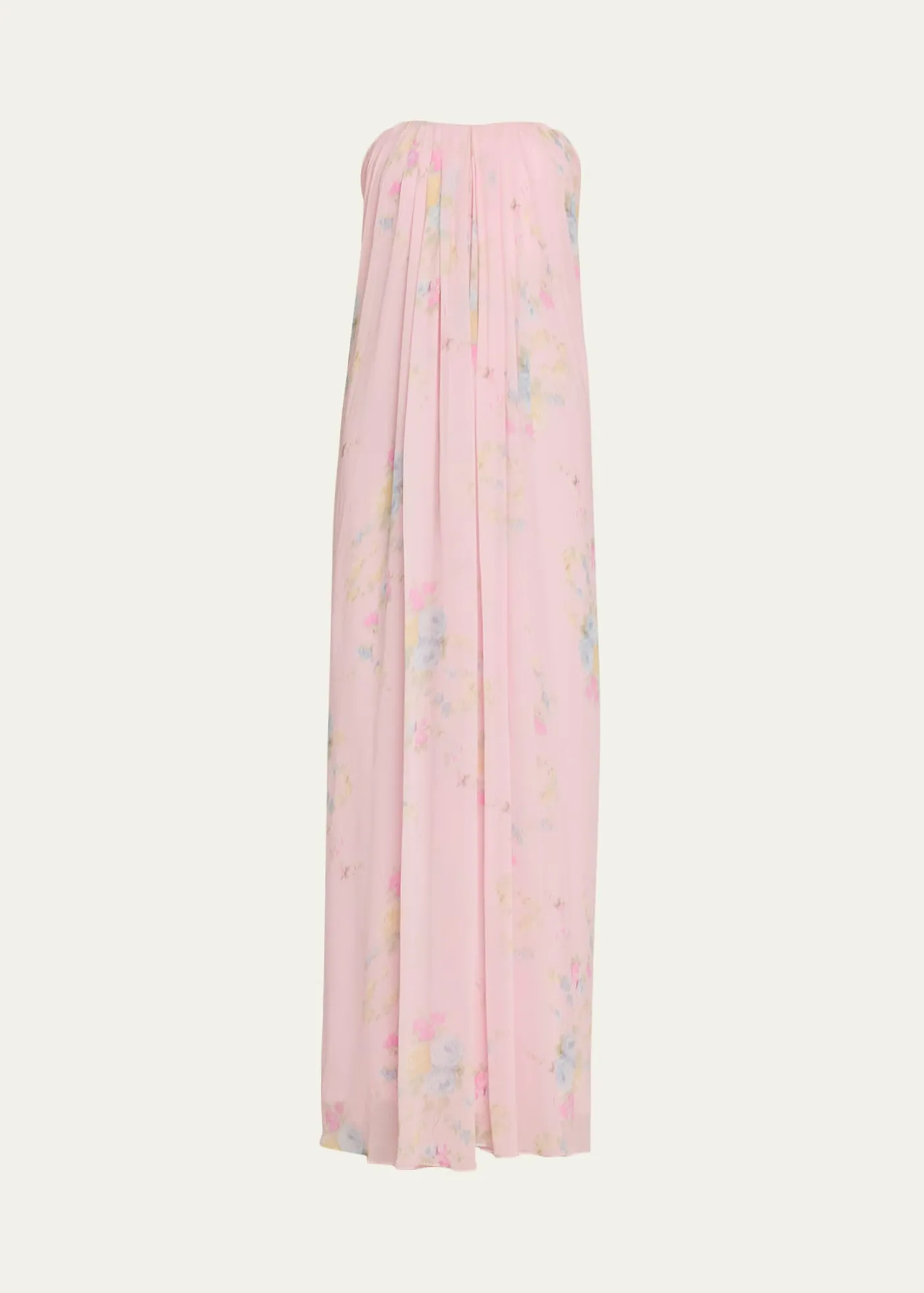 LoveShackFancyEmara Strapless Floral Chiffon Gown