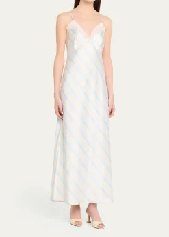 LoveShackFancyManuela Floral Satin Slip Dress
