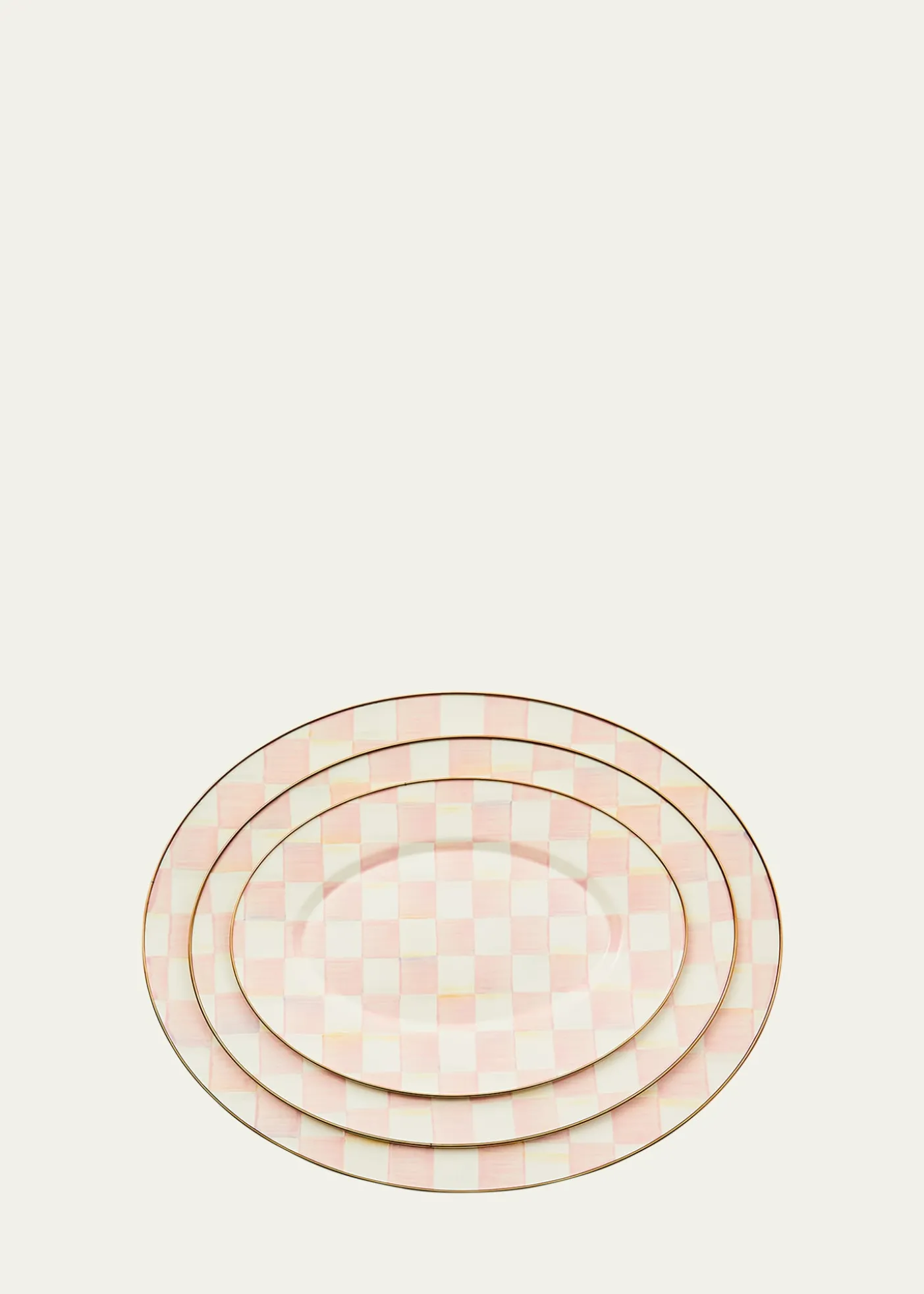 MacKenzie-Childs Rosy Check Small Oval Platter