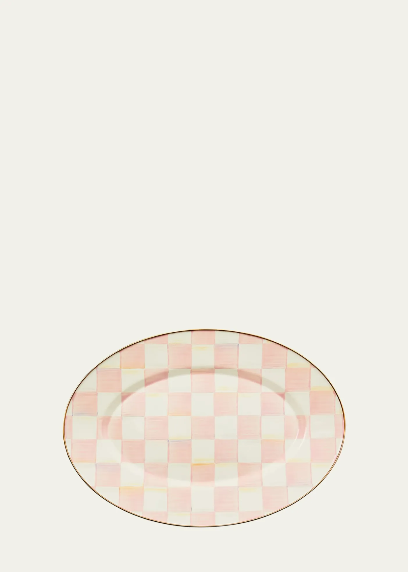 MacKenzie-Childs Rosy Check Small Oval Platter