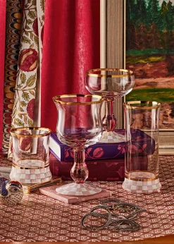 MacKenzie-ChildsRosy Check Tumbler Glasses, Set of 2