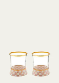 MacKenzie-ChildsRosy Check Tumbler Glasses, Set of 2