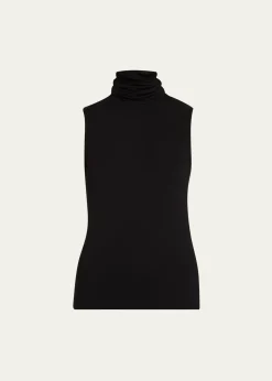 Majestic FilaturesSoft Touch Viscose Sleeveless Turtleneck Top