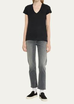 Majestic FilaturesV-Neck Short-Sleeve Stretch Linen T-Shirt