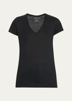 Majestic FilaturesV-Neck Short-Sleeve Stretch Linen T-Shirt