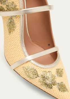 Malone SouliersMaureen Raffia Dual-Band Mule Pumps