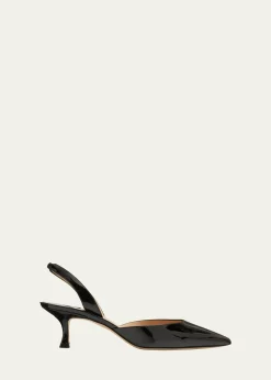 Manolo BlahnikCarolyne Low-Heel Patent Halter Pumps