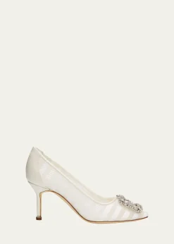 Manolo Blahnik70mm Hangisila Organza Jewel-Buckle Pumps
