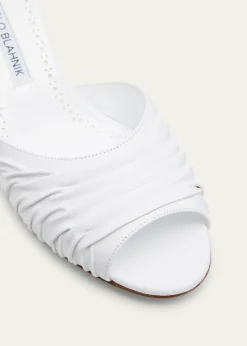 Manolo BlahnikRuched Leather Slide Sandals