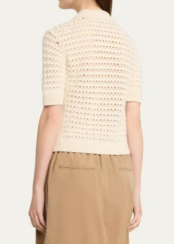 MARIA MCMANUSCashmere and Cotton Lace Crochet Polo Shirt
