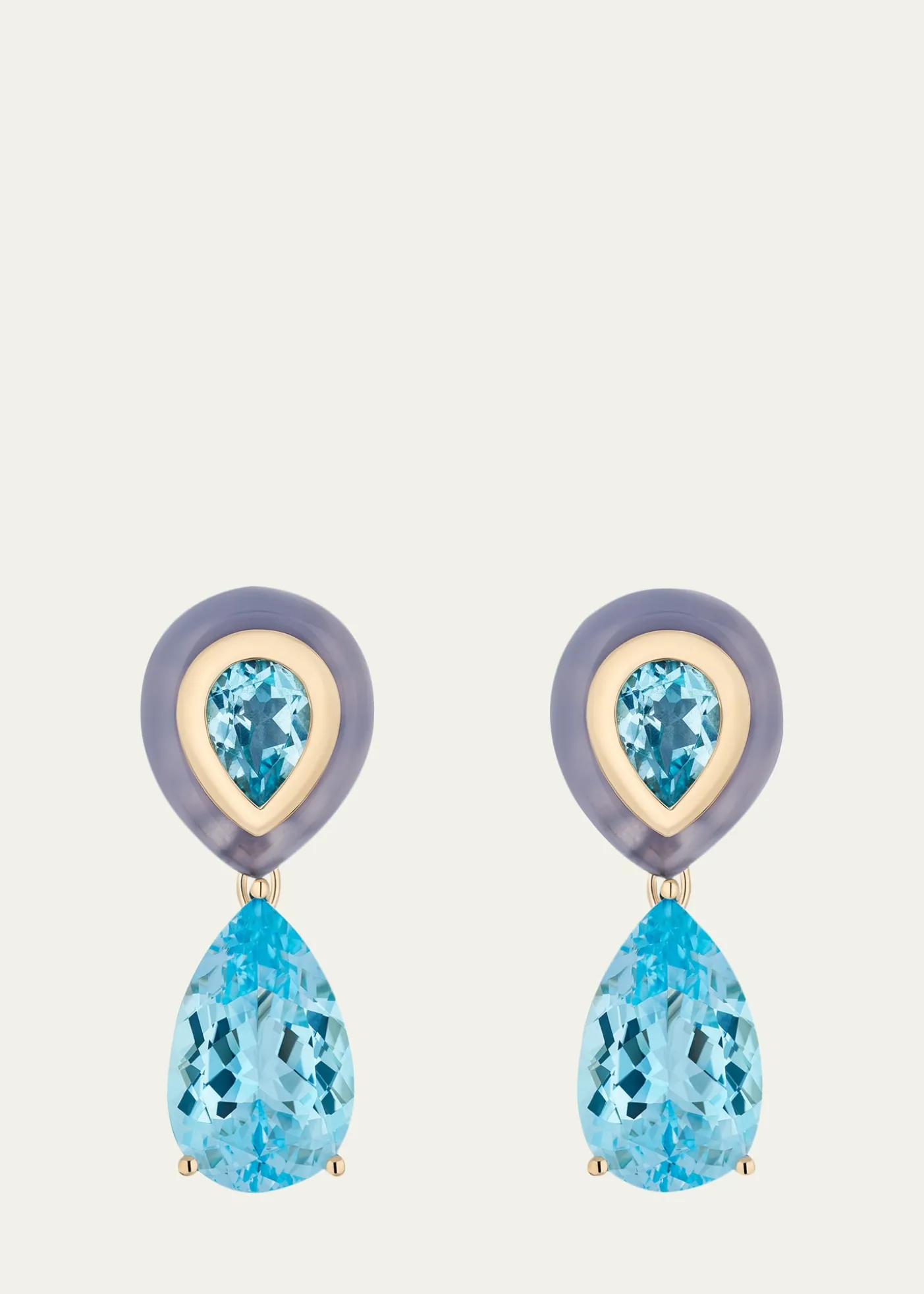 Mason and Books14K Adela Detachable Drop Earrings with Topaz and Chalcedony