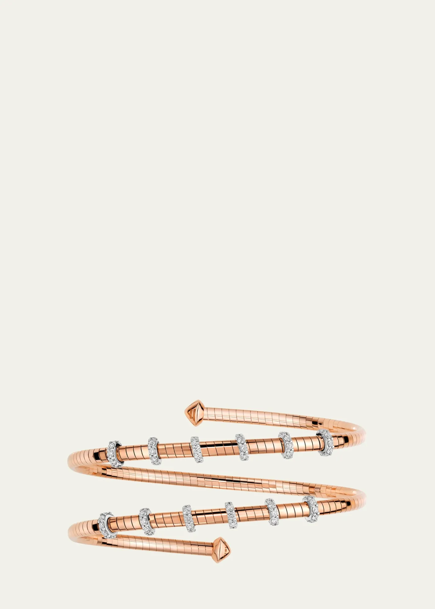 Mattia Cielo18K Rose Gold Diamond 2 Row Tubogas Bracelet