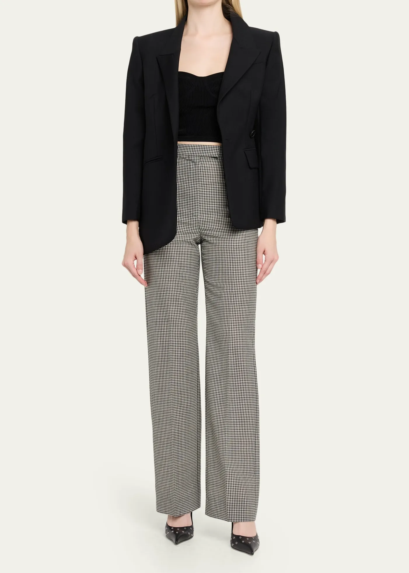 McQueenGingham Check Straight-Leg Trousers
