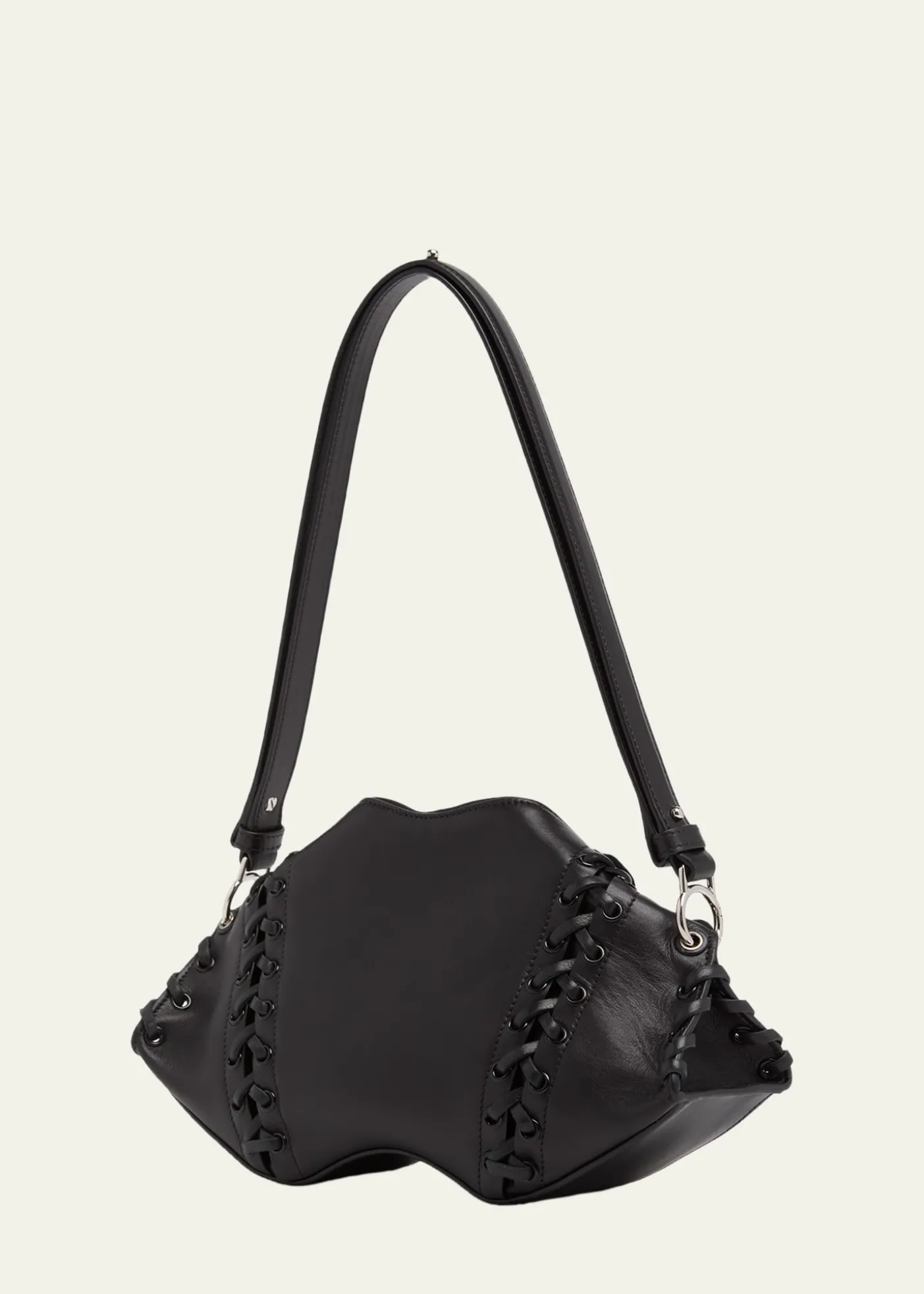 McQueenLace-Up Corset Leather Shoulder Bag