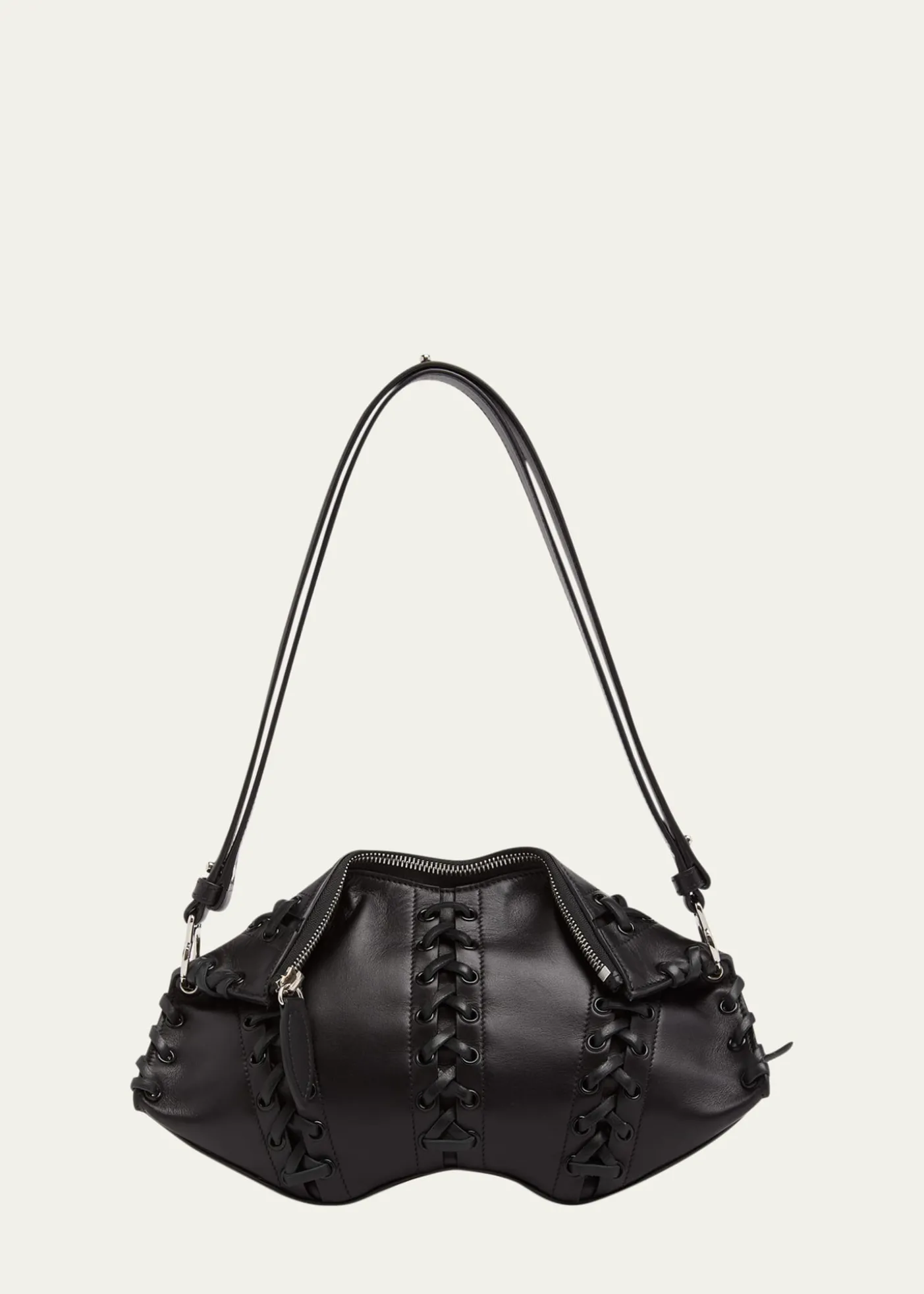 McQueenLace-Up Corset Leather Shoulder Bag