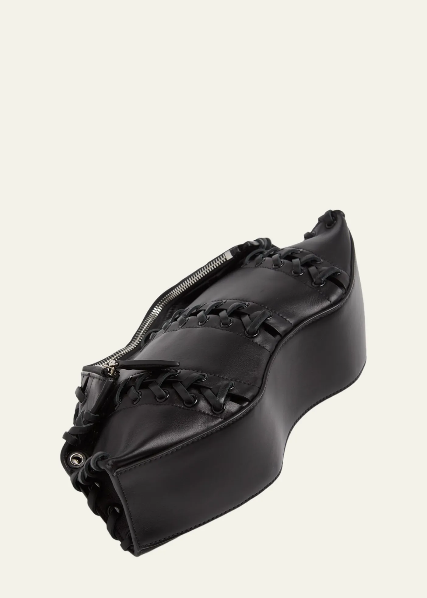 McQueenLace-Up Corset Leather Shoulder Bag
