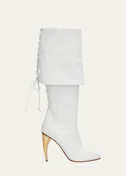 McQueen105mm Horn Leather Knee-High Boots