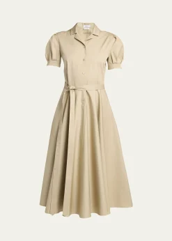 McQueenResponsible Cotton Puff-Sleeve Midi Shirtdress