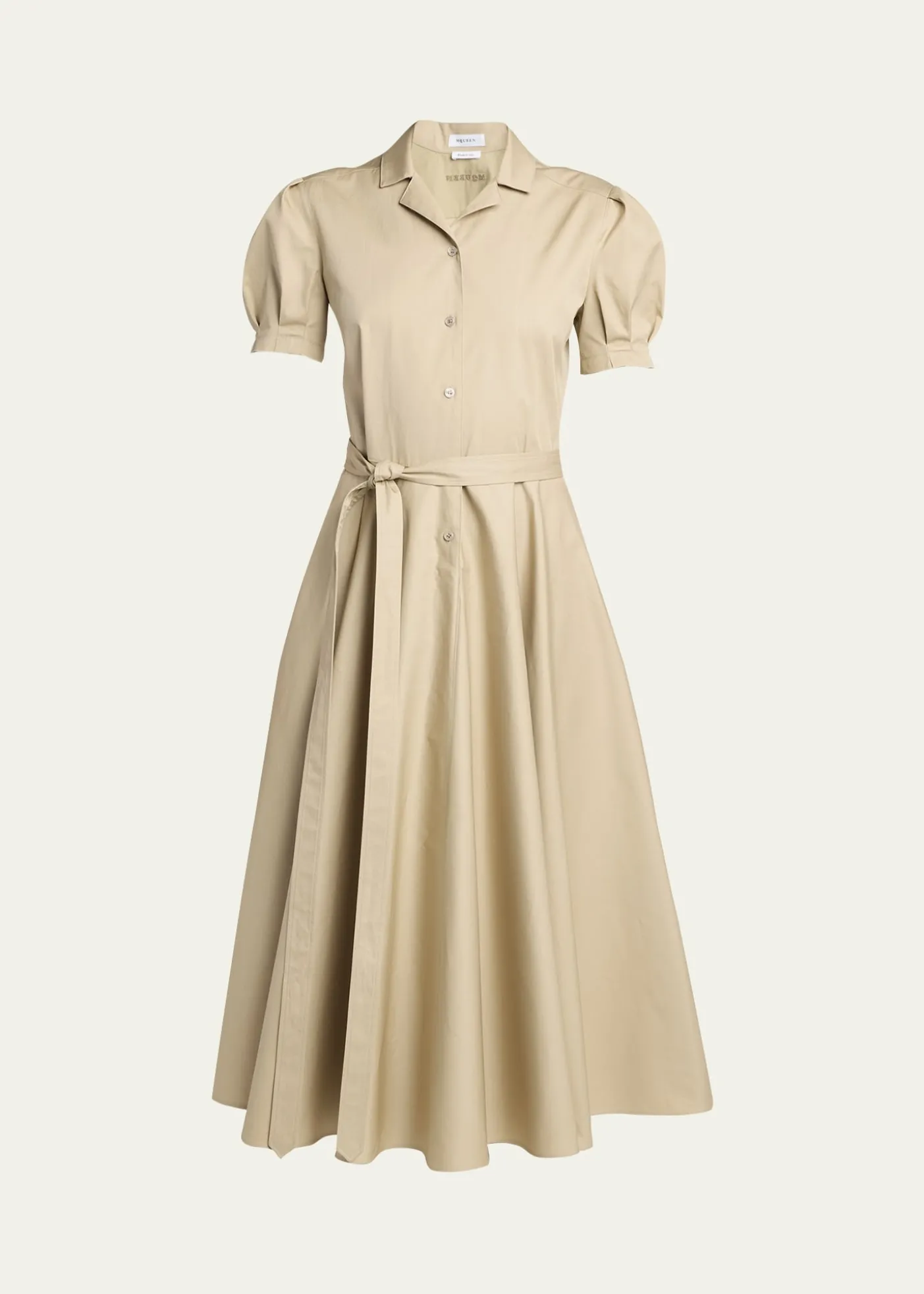 McQueenResponsible Cotton Puff-Sleeve Midi Shirtdress
