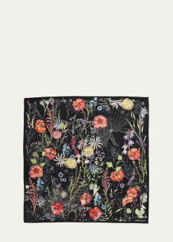 McQueenSpider Floral Silk Twill Scarf
