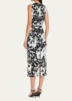 Michael Kors CollectionSleeveless Floral-Print Column Midi Dress