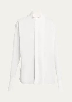 6397Micro-Pleated Long-Sleeve Shirt