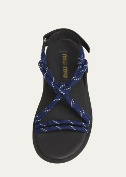 Miu MiuNastro Cross Rope Grip-Strap Sandals