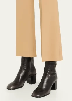Miu MiuVintage Leather Block-Heel Booties