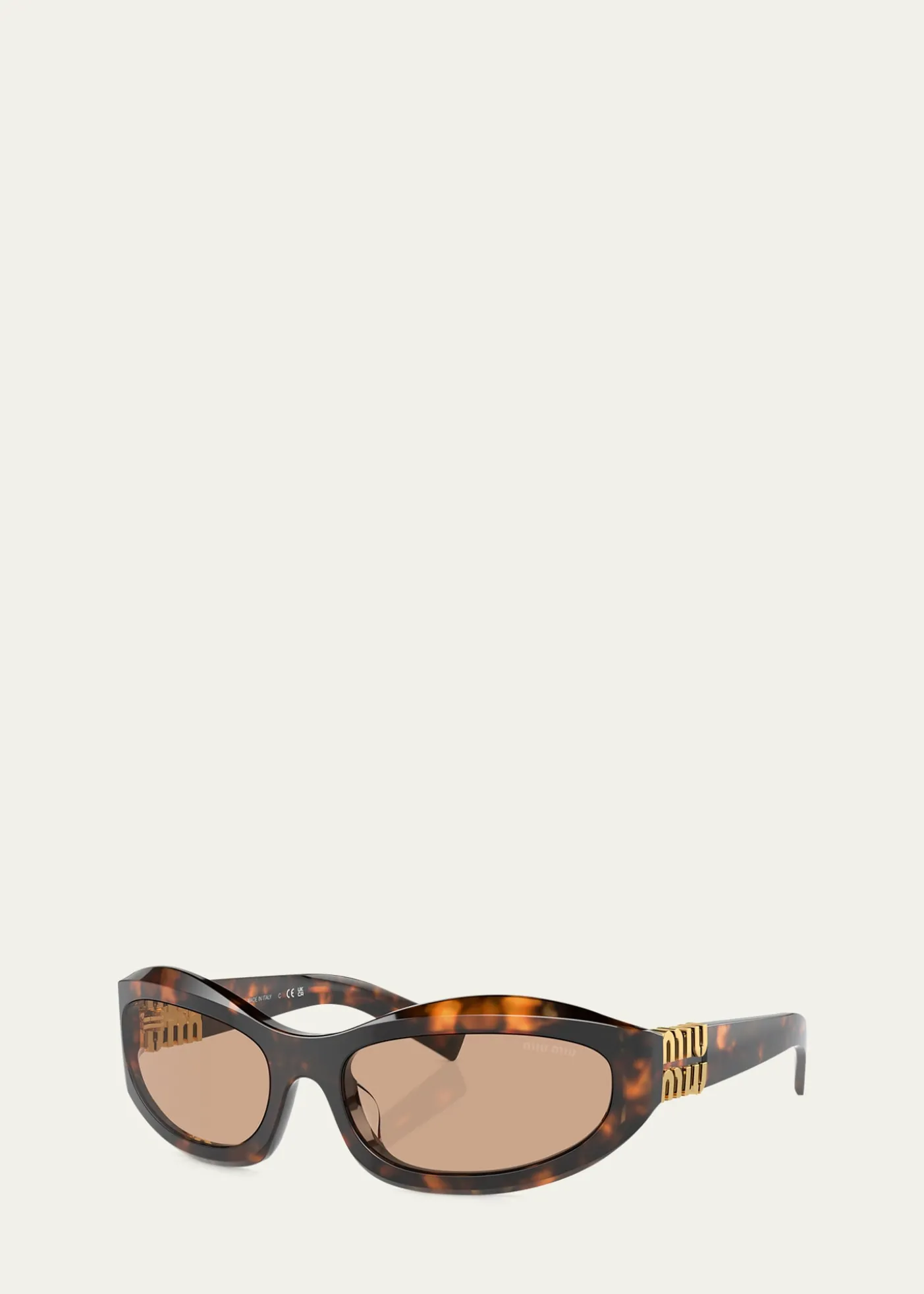 Miu Miu14ZSF Logo Oval Acetate Sunglasses