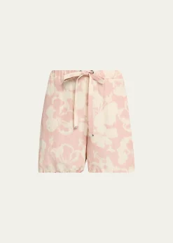 MonclerFloral-Print Drawstring Shorts