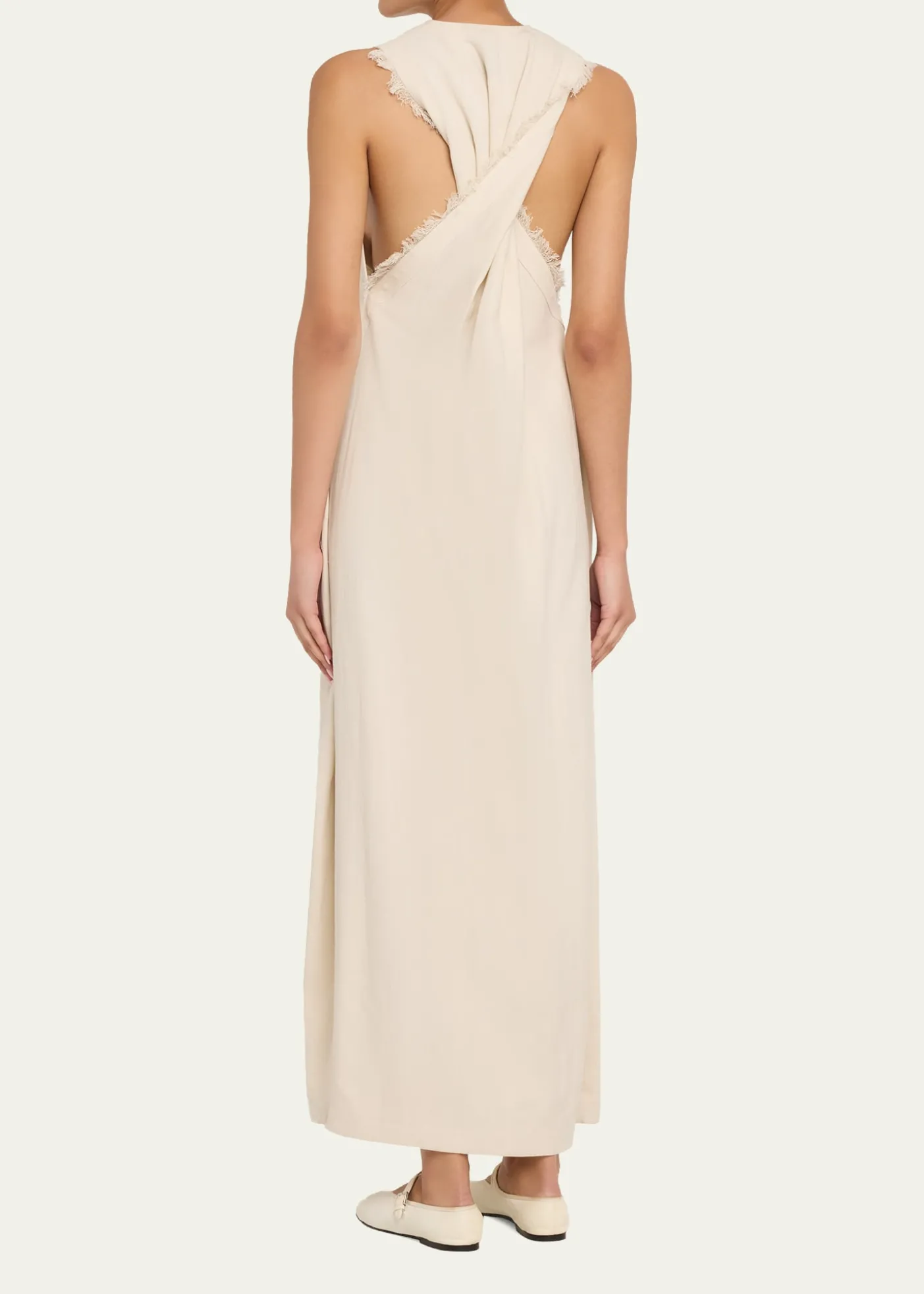 NanushkaAmarilis Linen Fringe Maxi Dress