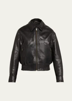 Nili LotanAime Zipped Leather Bomber Jacket
