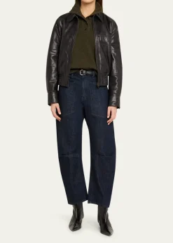 Nili LotanAime Zipped Leather Bomber Jacket