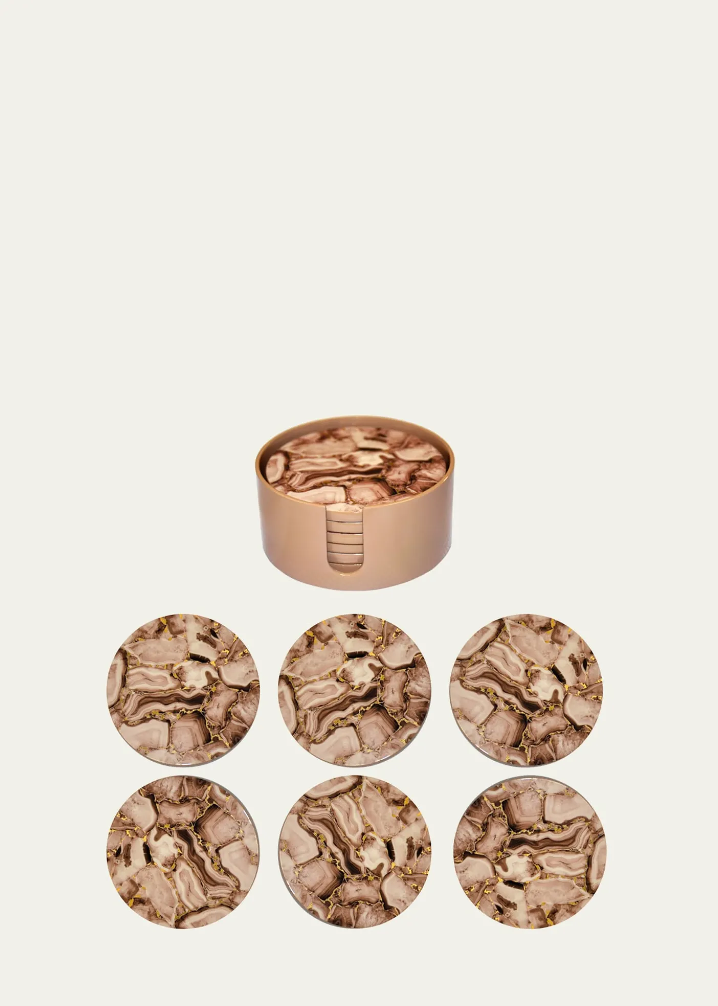 Nomi KBlush Stone Lacquer Round Coasters, Set of 6