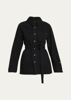 OssouDenim Cinch Shirt Jacket