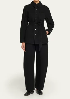 OssouDenim Cinch Shirt Jacket
