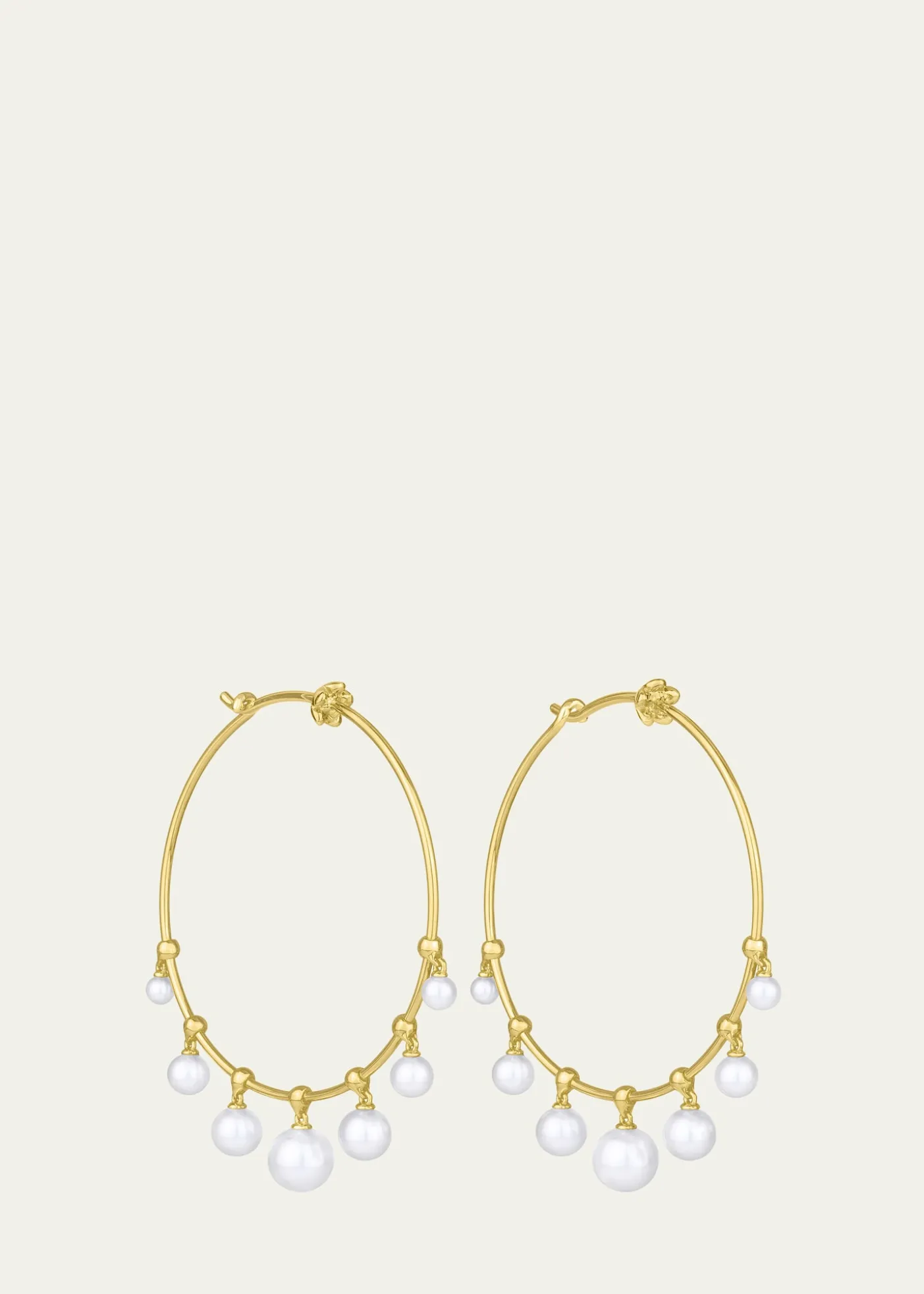 Paul Morelli18K Yellow Gold Wind Chime Earrings with Akoya Pearls, 36mm